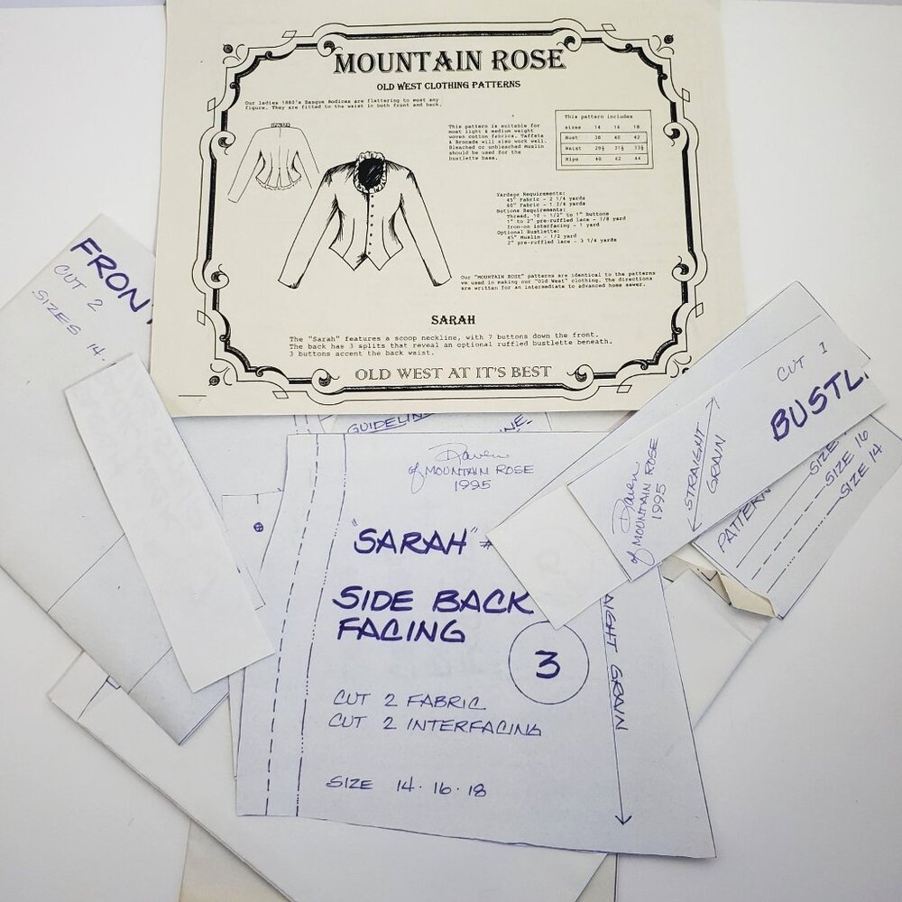 Mountain Rose Sarah Old West Clothing Patterns Sizes 14 16 18 Paper Vintage - Picture 2 of 16